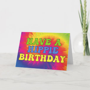 Ha en hippie födelsedag Tie Dye söt färgglad 70-ta Kort