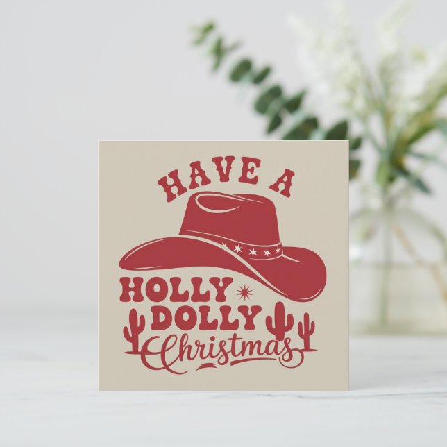 Ha en Holly Dolly rolig jul cowboyhatt Xmas Julkort (Stående Fram)