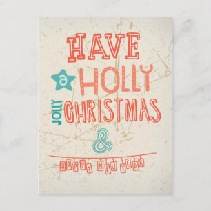 Ha en Holly Jolly-jul hälsning Helg Vykort