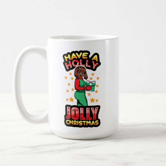 Ha en holly Jolly-jul Pajama Melanin X-mas Kaffemugg (Vänster)