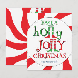 Ha en Holly Jolly-jul! Peppermint Swirl Elf Julkort