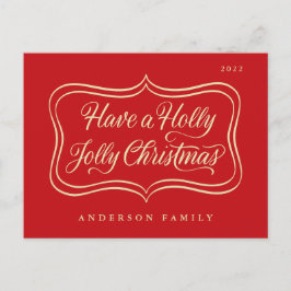 Ha en Holly Jolly-julklapp i Guld Ram Helg Vykort