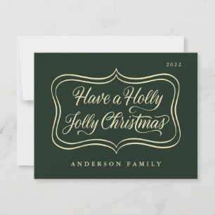 Ha en Holly Jolly-julklapp i Guld Ram Julkort