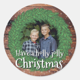 Ha en holly Jolly-julkrans Runt Klistermärke