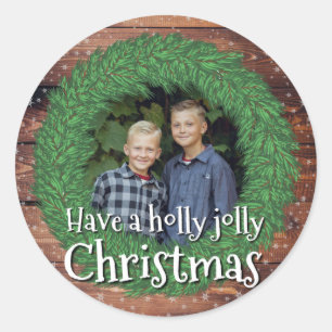 Ha en holly Jolly-julkrans Runt Klistermärke