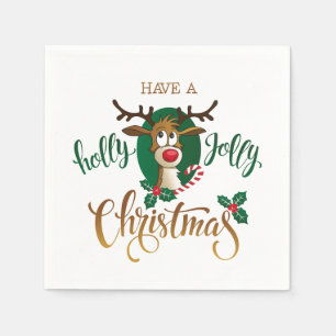 Ha en Holly Jolly-julrenare HELGDAGAR Pappersservett