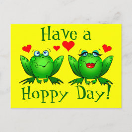 Ha en Hoppy Dag Serieteckning Grodor Glad Gul Vykort