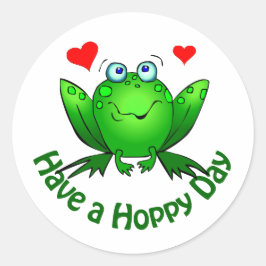 Ha en Hoppy Dag Söt Grön Groda med Hjärtan Runt Klistermärke