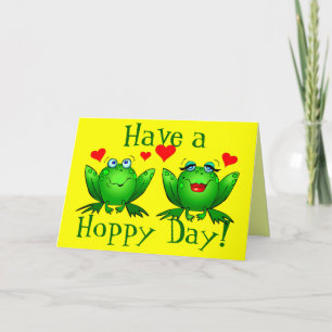 Ha en Hoppy Dag Söta Tecknade Grodor Kort