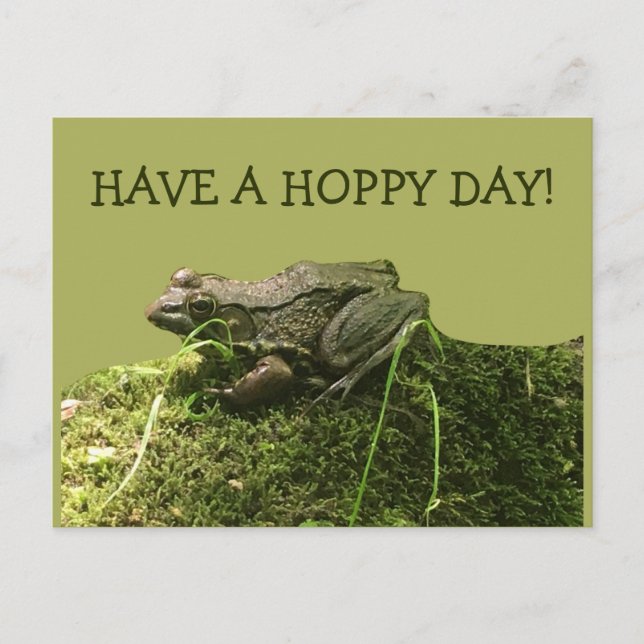 Ha en hoppy Day Frog Photo Grönt Vykort (Framsida)