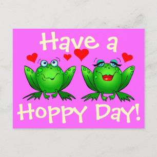 Ha en hoppy Day Lycklig Tecknad Frogs Vykort