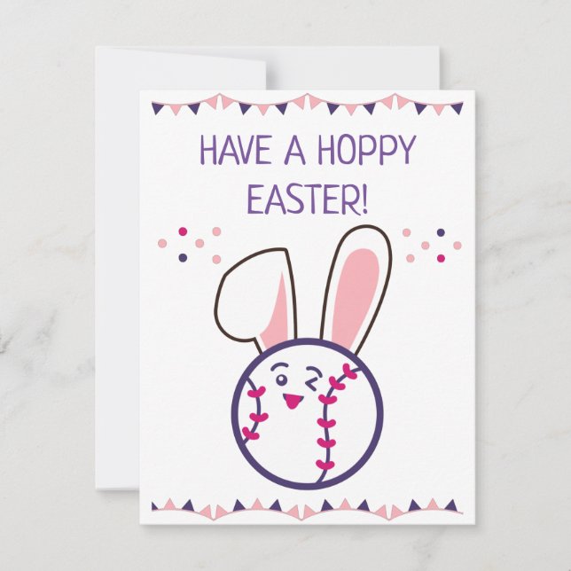 Ha en Hoppy Påsk baseball Cute Bunny Boll Roligt Julkort (Framsida)