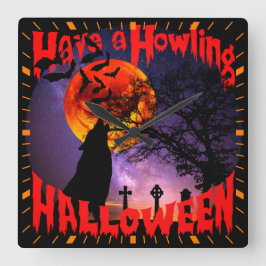 Ha en Howling Halloween Fyrkantig Klocka