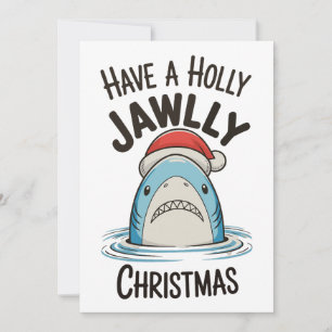 Ha en jättegrynom julhaj Santa hatt Julkort