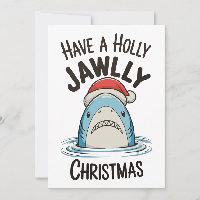 Ha en jättegrynom julhaj Santa hatt Julkort (Framsida)