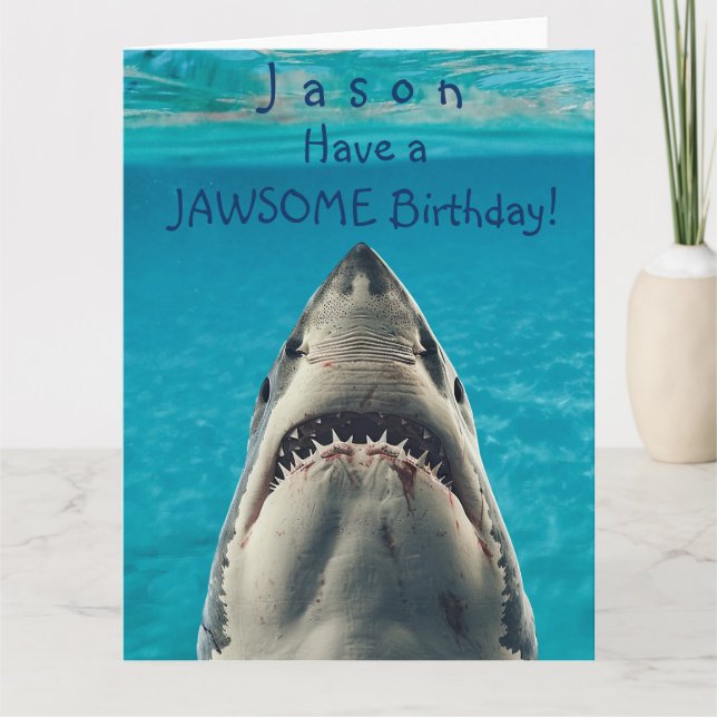 Ha en Jawsome Birthday Shark Kort (Framsida)