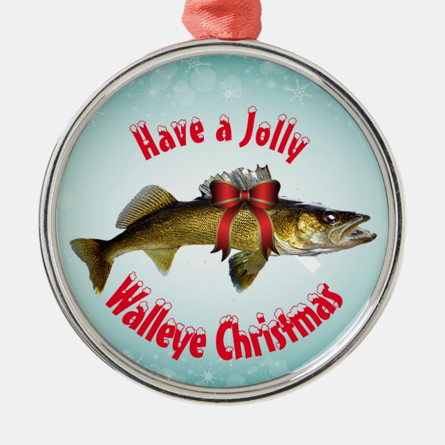 "Ha en Jolly Walleye-jul" Julgransprydnad Metall (Framsidan)
