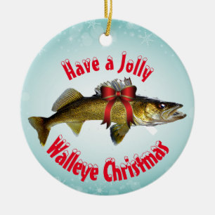"Ha en Jolly Walleye-jul" keramiskt prydnadsförem Julgransprydnad Keramik