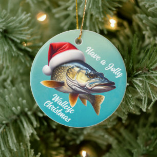 "Ha en Jolly Walleye-jul" keramiskt prydnadsföremå Julgransprydnad Keramik