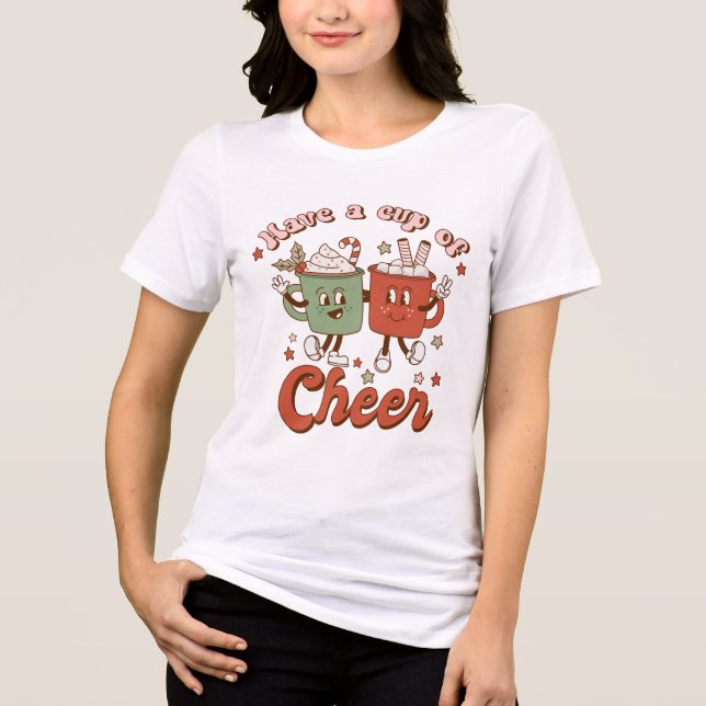 Ha en Kopp i Cheer Retro Hett Kakaojul T Shirt (Framsida)