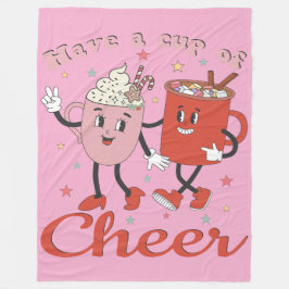 Ha en Kopp i Rosa julafton vid Cheer Retro Fleecefilt