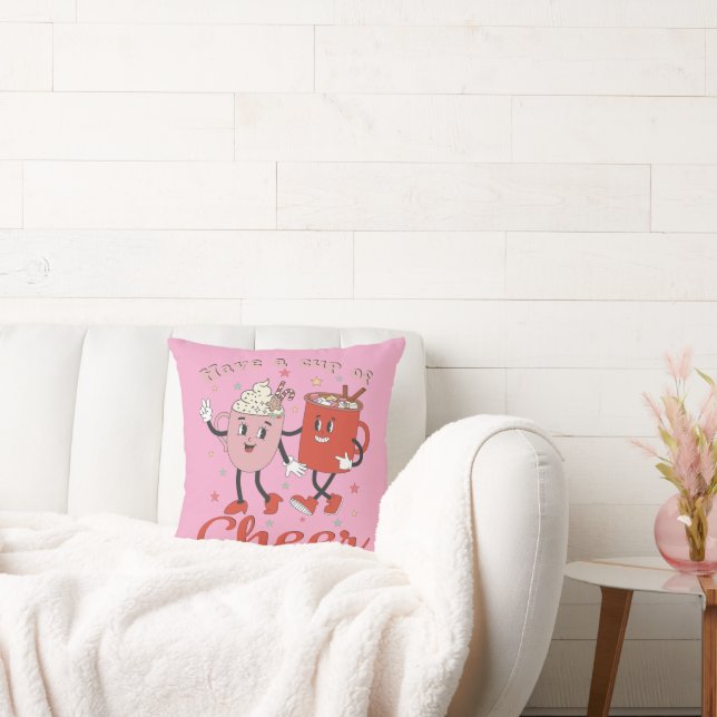 Ha en Kopp i Rosa julafton vid Cheer Retro Kudde (Soffa)