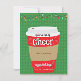 Ha en kopp som innehåller Cheer Coffee Gift Card H Inbjudningar