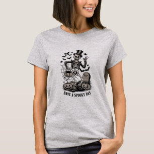 Ha en kuslig dag Halloween Häxa Skelett T Shirt