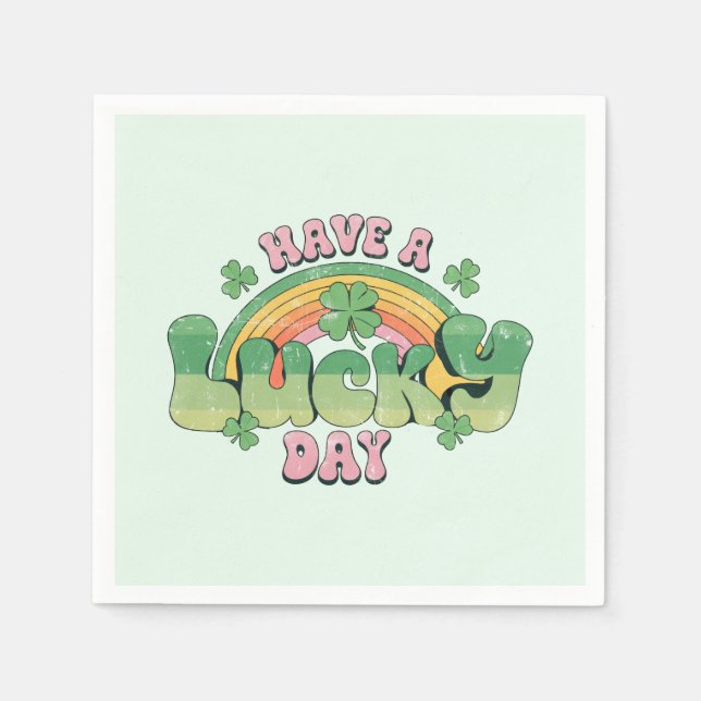Ha en Lucky Day Retro St. Patrick's Day Pappersservett (Framsidan)