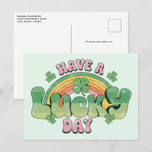 Ha en Lucky Day Retro St. Patrick's Day Vykort