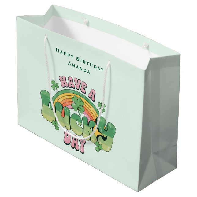 Ha en lucky Day Retro Typography Birthday (Baksidan Vinklad)