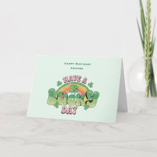 Ha en lucky Day Retro Typography Birthday Kort