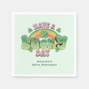 Ha en lucky Day Retro Typography Birthday Pappersservett