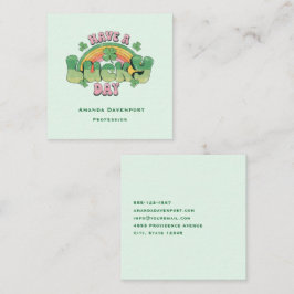 Ha en lucky Day Retro Typography Fyrkantigt Visitkort