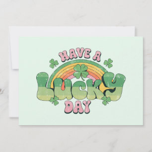 Ha en lucky Day Retro Typography Julkort