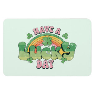 Ha en lucky Day Retro Typography Magnet