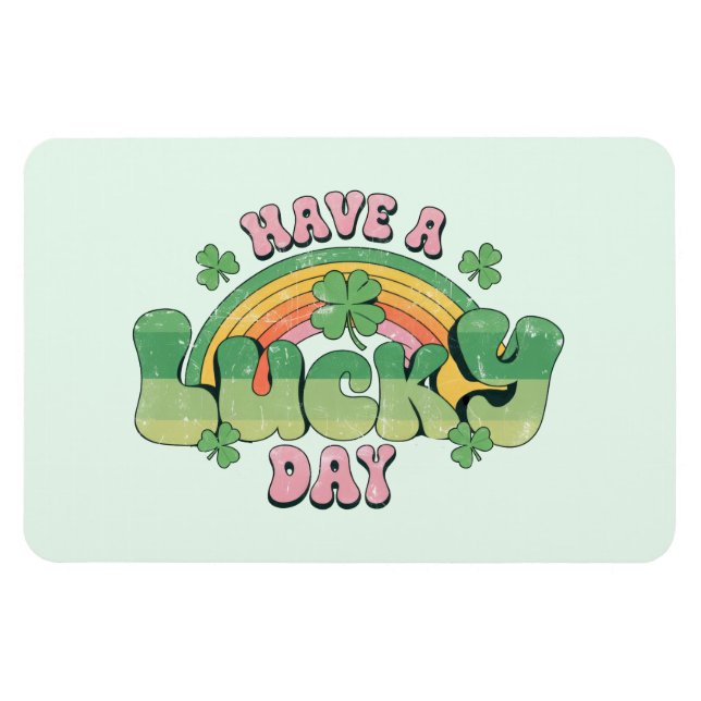 Ha en lucky Day Retro Typography Magnet (Horisontell)