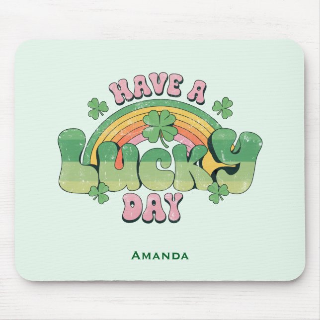 Ha en lucky Day Retro Typography Musmatta (Framsidan)