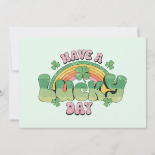 Ha en lucky Day Retro Typography Tack Kort