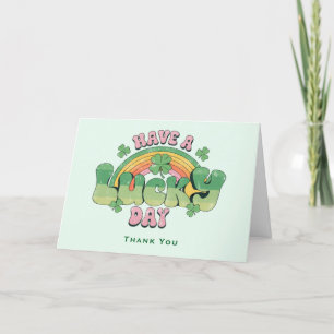 Ha en lucky Day Retro Typography Tack Kort