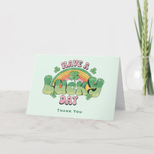 Ha en lucky Day Retro Typography Tack Kort