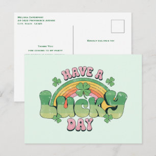 Ha en lucky Day Retro Typography-Tack Vykort