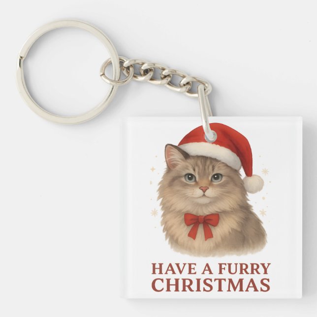 Ha en lurvig jul Söt tomte sibirisk kattunge (Framsidan)
