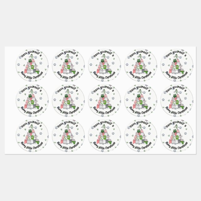 Ha en lurvig liten jul  Etiketter (Ark)