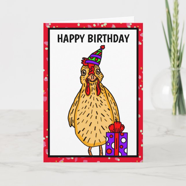 Ha en Lycklig Clucking Birthday Chicken Pun Kort (Framsida)