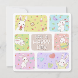 Ha en Lycklig-dag: Cute Bunny Illustration Inbjudningar