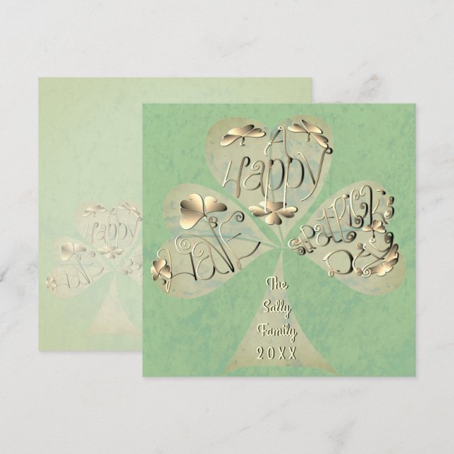 "Ha en Lycklig St. Patrick's Day" Handskriven än Tack Kort (Fram/baksida)