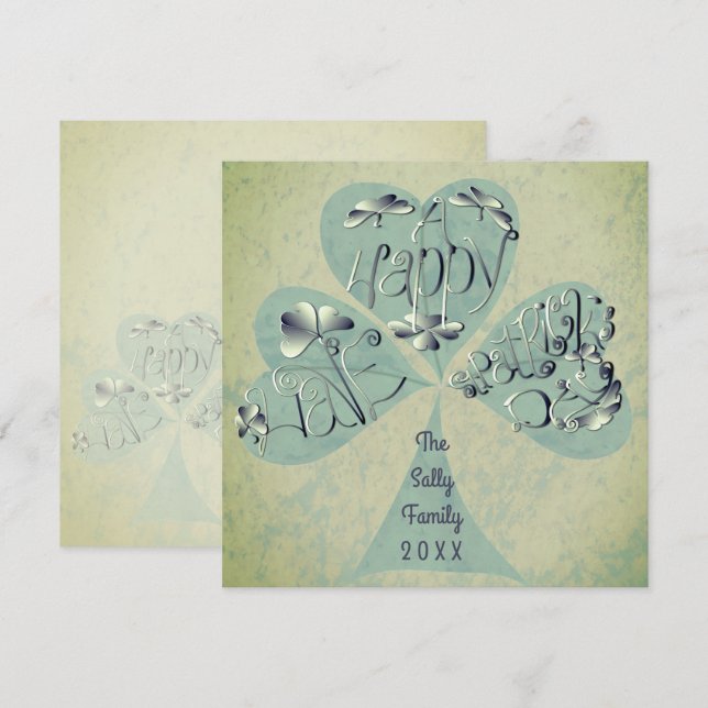 "Ha en Lycklig St. Patrick's Day" Handskriven än Tack Kort (Fram/baksida)