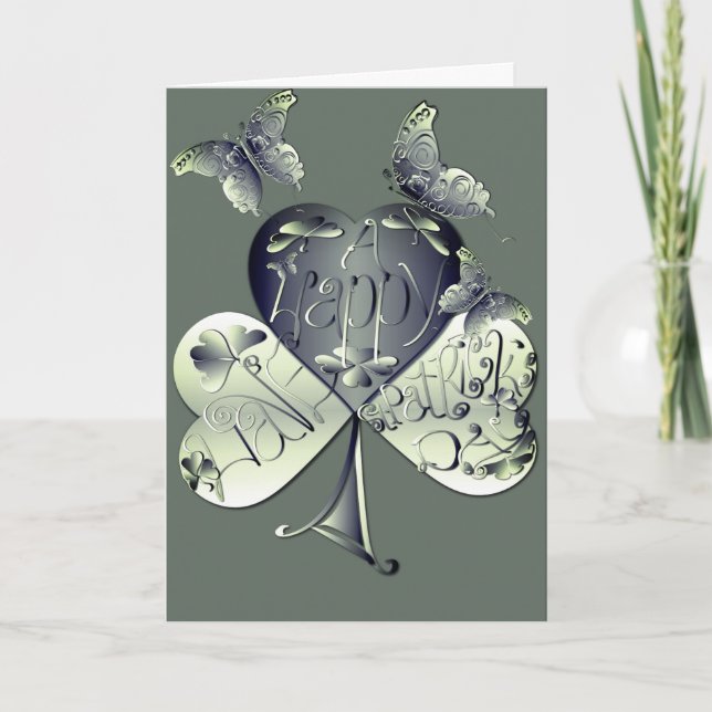 "Ha en Lycklig St. Patrick's Day" Shamrock Helgkort (Framsida)