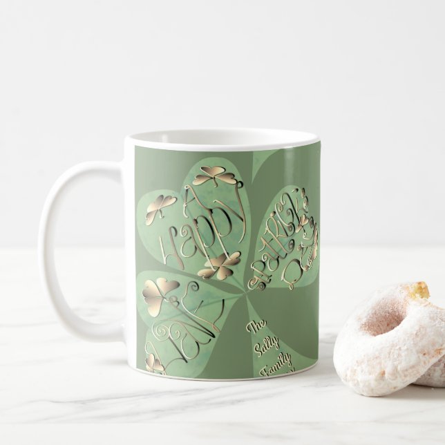 "Ha en Lycklig St. Patrick's Day" Shamrock Kaffemugg (Med munk)